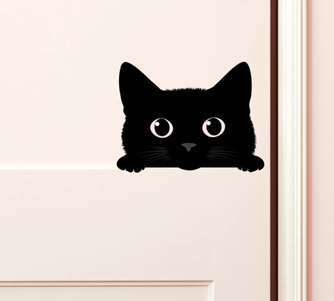 猫门边探头贴纸设计