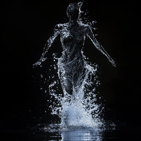 水雕女性全身像