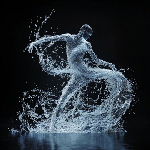 水粒子舞者流动变形