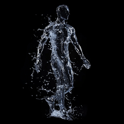 透明水人侧面站立