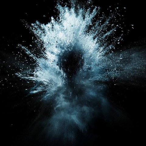 黑色背景银蓝烟尘环绕无形体