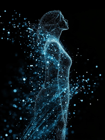 蓝色发光粒子女性轮廓
