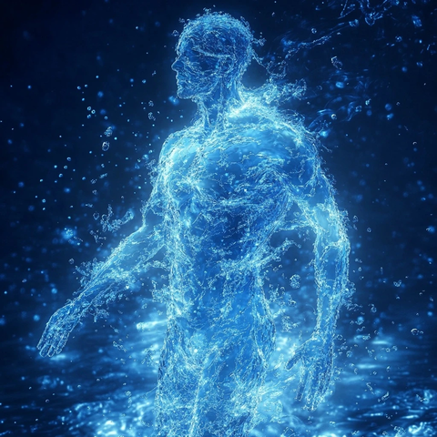 水构成的人形雕塑