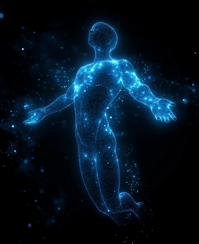 发光数据点组成人体悬浮空间