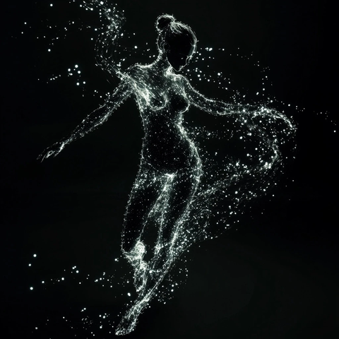 发光纤维缠绕女性半身像