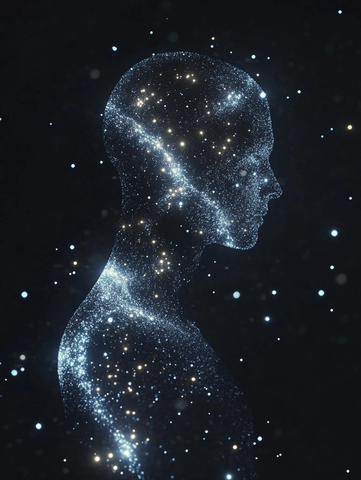 星辰组成的抽象人体轮廓