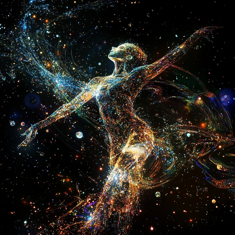 抽象舞者引发量子波与星云