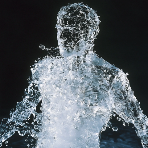 冰块构成的人形轮廓