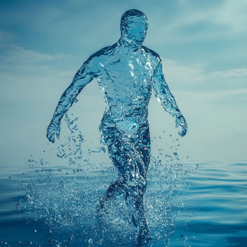 水制人体全透明蓝色水雕像