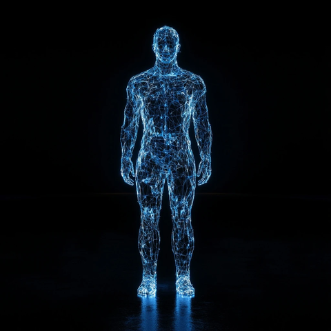 湖蓝光影人物全身像