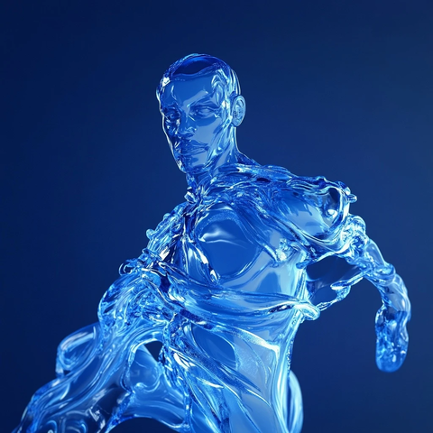 深蓝背景流动人体形态