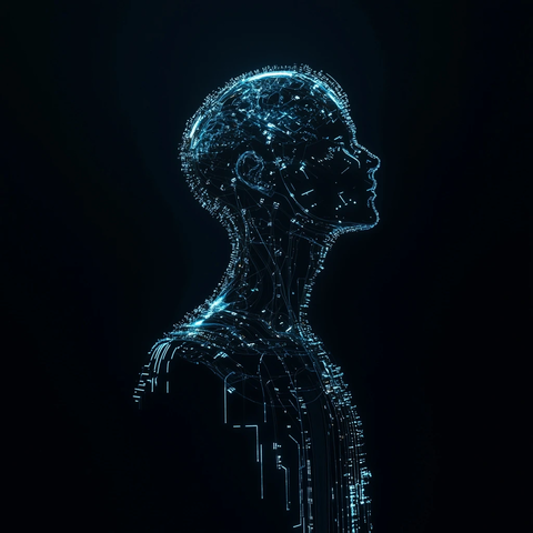 蓝色光影人工智能全息图