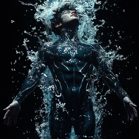 水元素超级英雄全身像