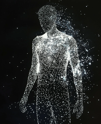 发光白点组成的人形轮廓