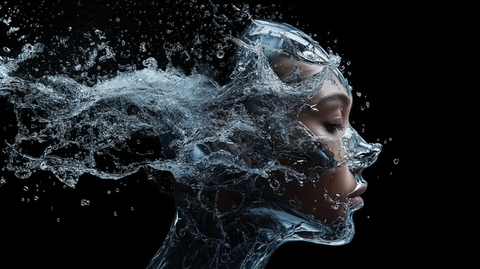 赛博格侧脸泳将面具水花