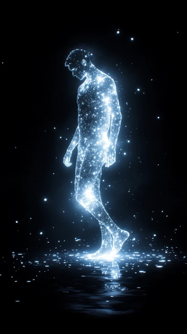 发光人影舞蹈星空