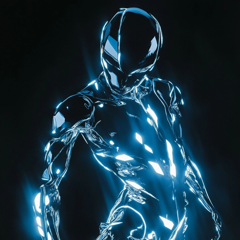 浮空铬色人体发光轮廓