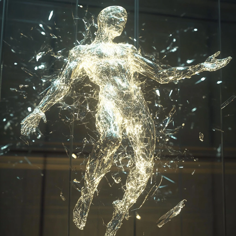 玻璃碎片人体悬浮