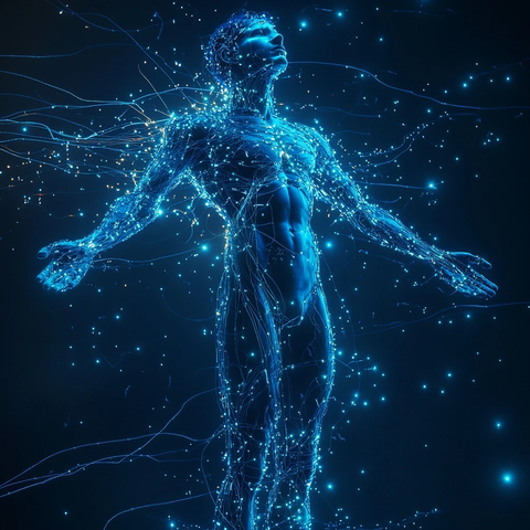 发光人体数字连接维特鲁威人