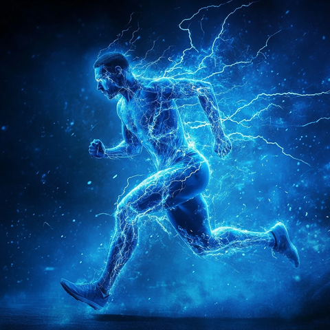 运动员体内蓝光闪电爆发