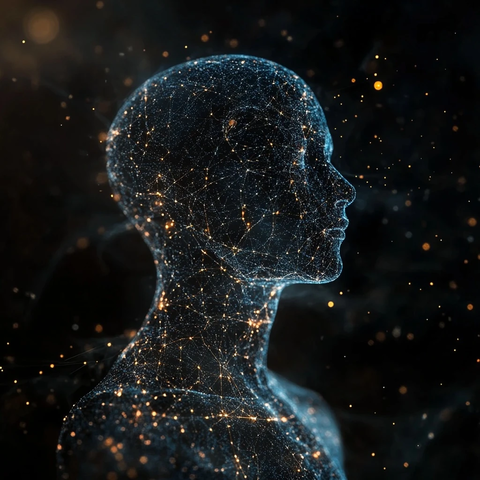 虚拟人形轮廓星光映衬