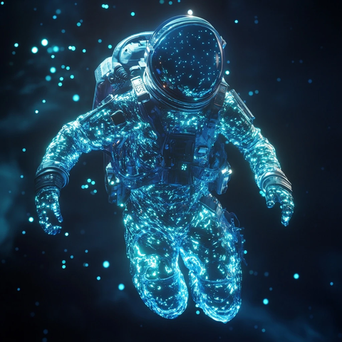 发光星鱼宇航服水网太空