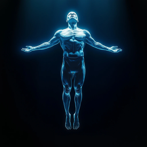 光能量人形悬浮太空