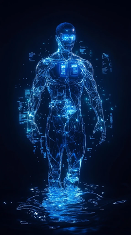 透明水流人体模型全息数据环绕