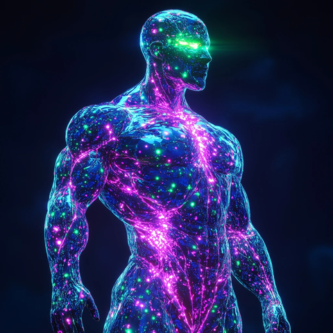 紫色蓝色粉色绿色声波人像