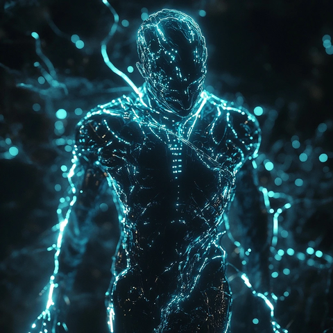 人形生物发光脉络机械植入