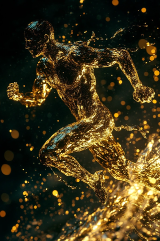 金液人奔跑暗背景