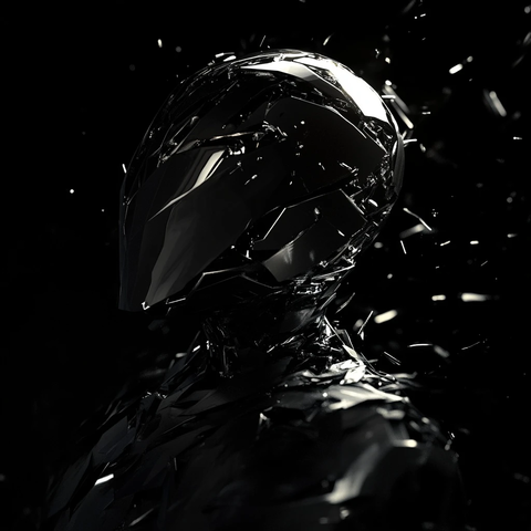 金属头盔阴影中的神秘身影