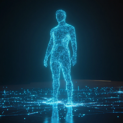 数字世界发光线框动画海报