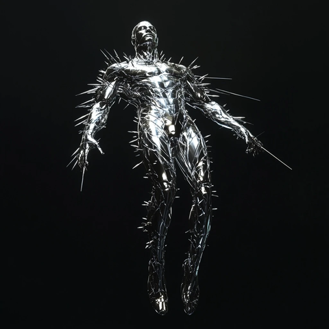 镀铬光头男全身刺浮空