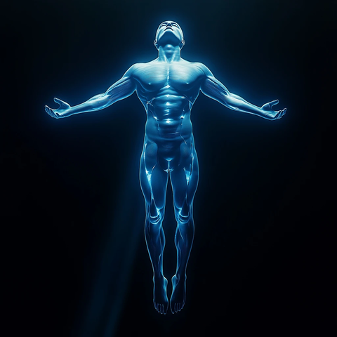 光能人形悬浮太空伸展