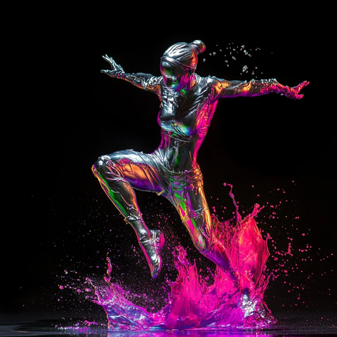 女性健身银色雕像