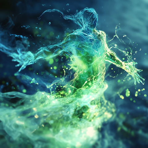 蓝绿魔法液体软体人形