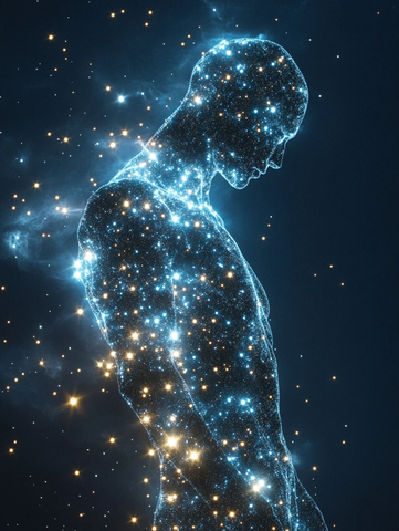 星形发光轮廓与星空背景