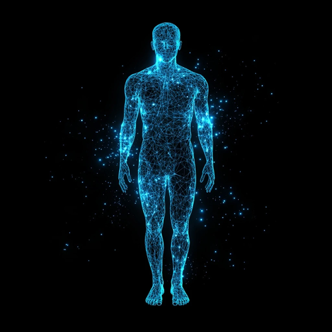 蓝色轮廓人体模型