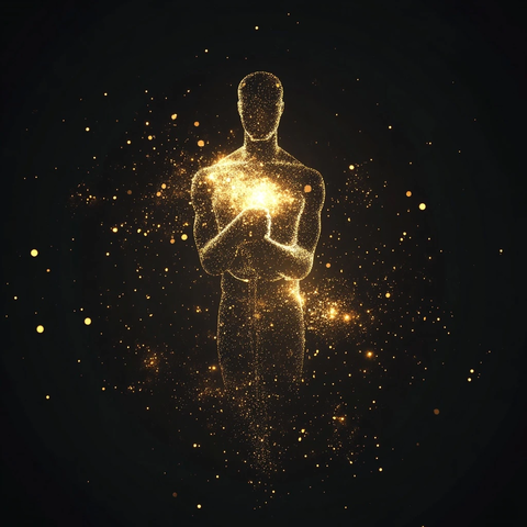 光粒汇聚成奥斯卡雕像