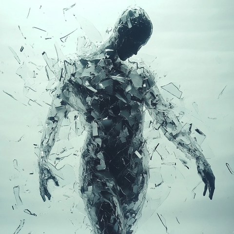 破碎玻璃中的影像碎片