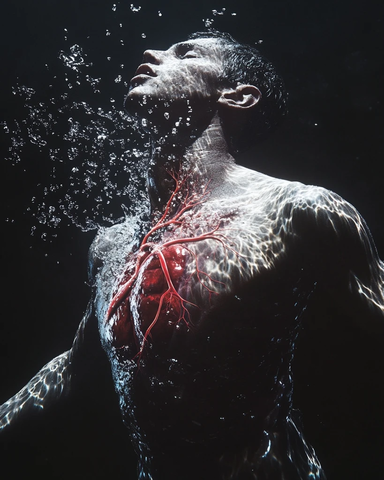 游泳者胸部解剖与心脏跳动