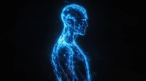 霓虹蓝光能量人像雕塑