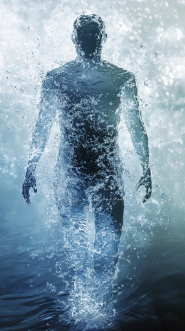 水构成的人体与清水对比