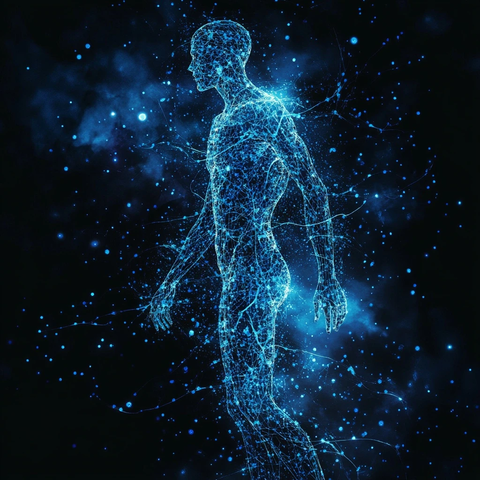 蓝色神经元人形轮廓