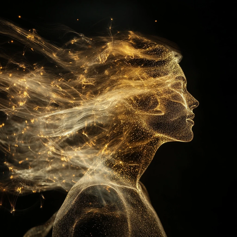 金色光芒透明身影