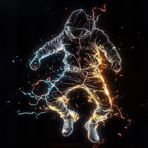 光影线条武侠动作插画