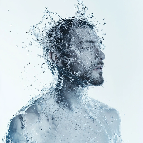 水构成的人像孤立白底