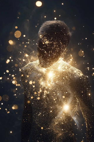 金色光点密集人形轮廓