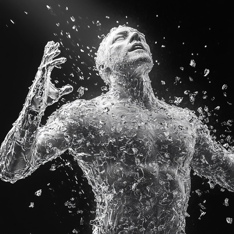 冰雕男子破冰而出